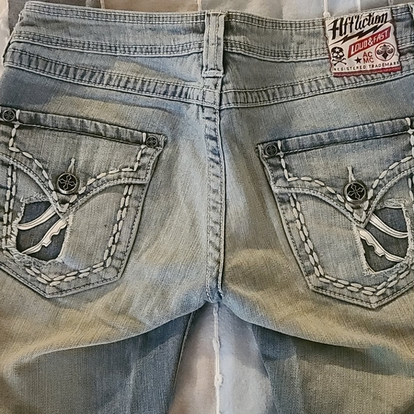 Affliction Women Bootcut Jeans Jade Wing Cutout - Picture 2 of 7